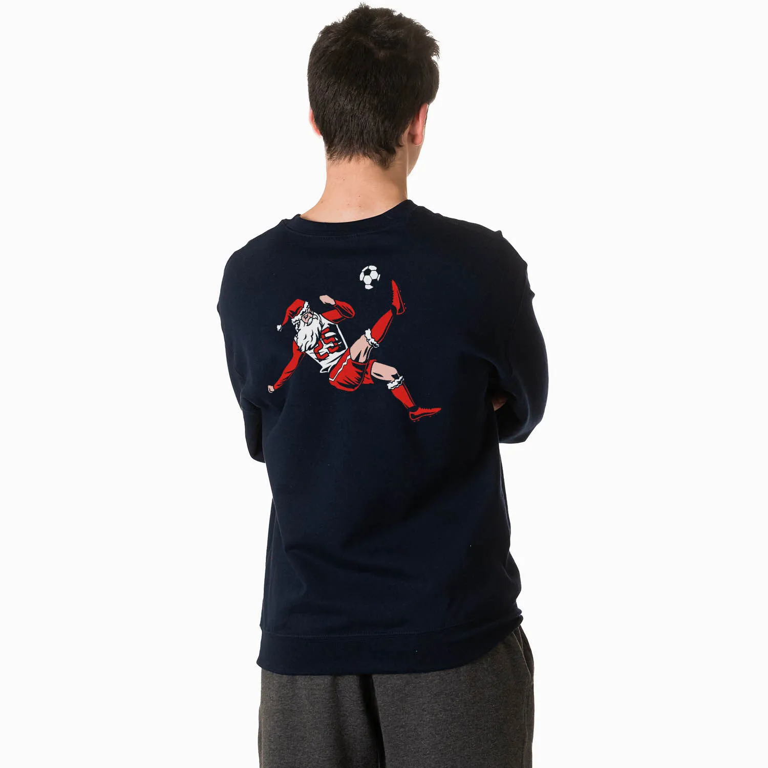 Soccer Crewneck Sweatshirt - Soccer Santa (Back Design) 